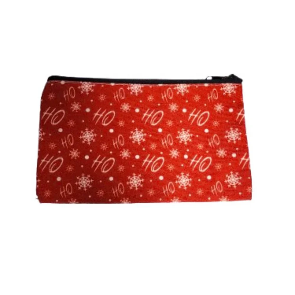 Ho Ho Ho Red Small Makeup Cosmetic Pouch